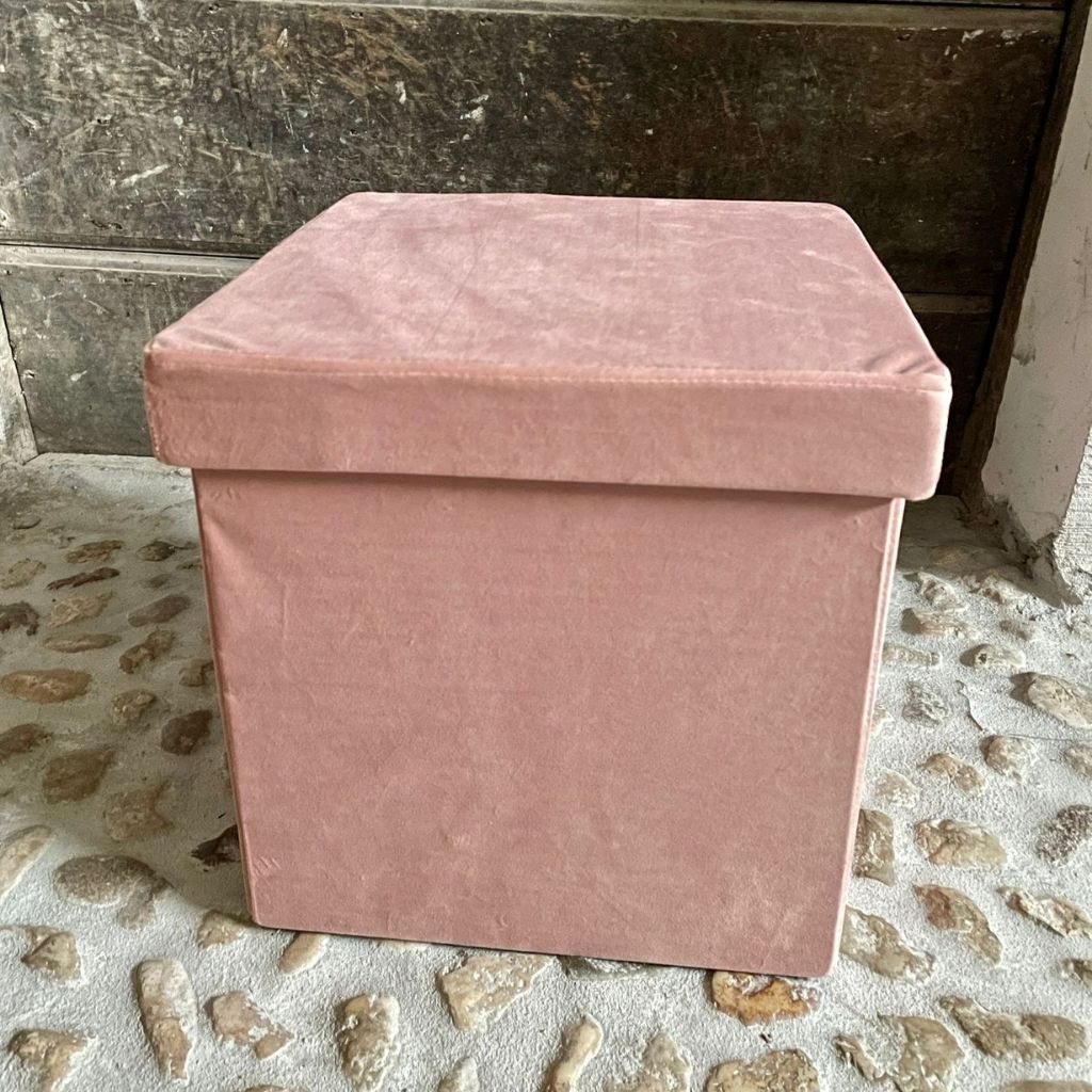 Pouf contenitore rosa cipria cm 70h.42 nuovo art.74386 consegna