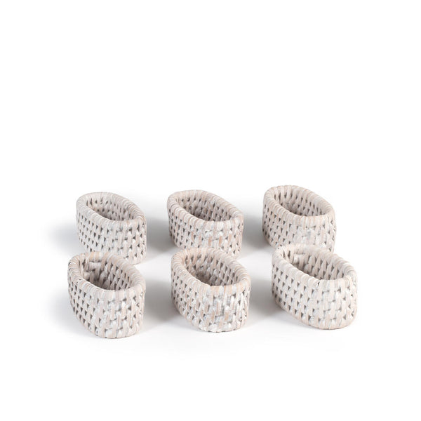 Set 6 lega tovaglioli H&H Rattan sbiancato