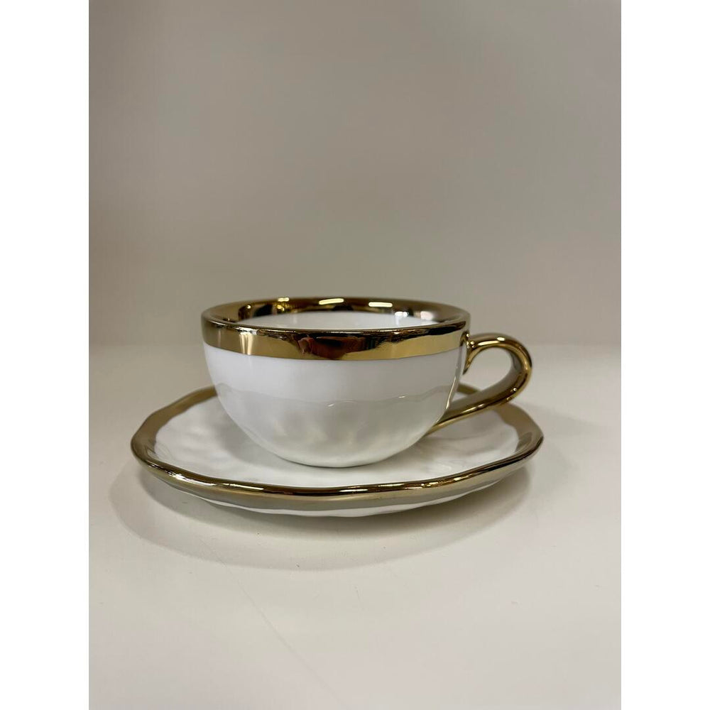 Tazza caffè H&H bordo oro - 6 pz