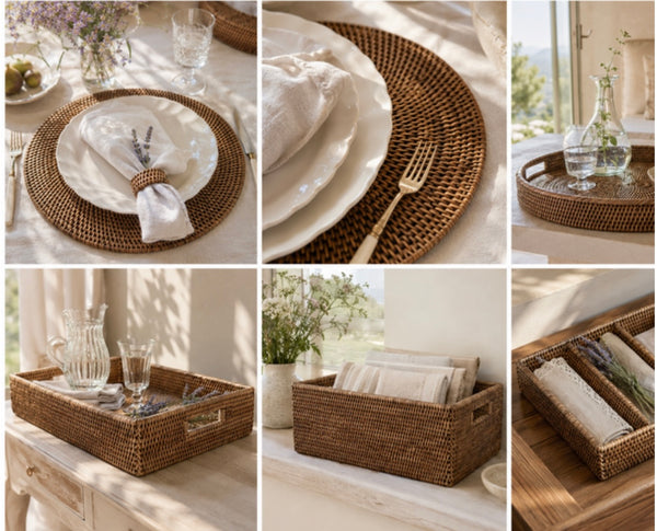 Vassoio quadrato H&H Rattan