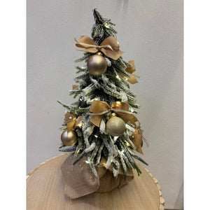 Alberello con decorazione e luci - beige