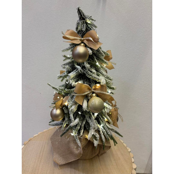 Alberello con decorazione e luci - beige