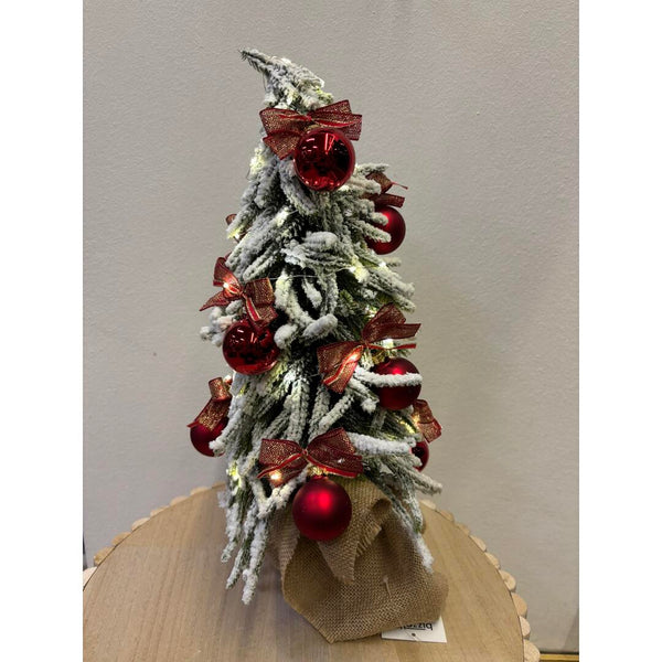 Alberello con decorazione e luci - rosso