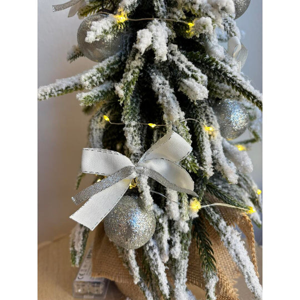 Alberello con decorazione e luci - argento