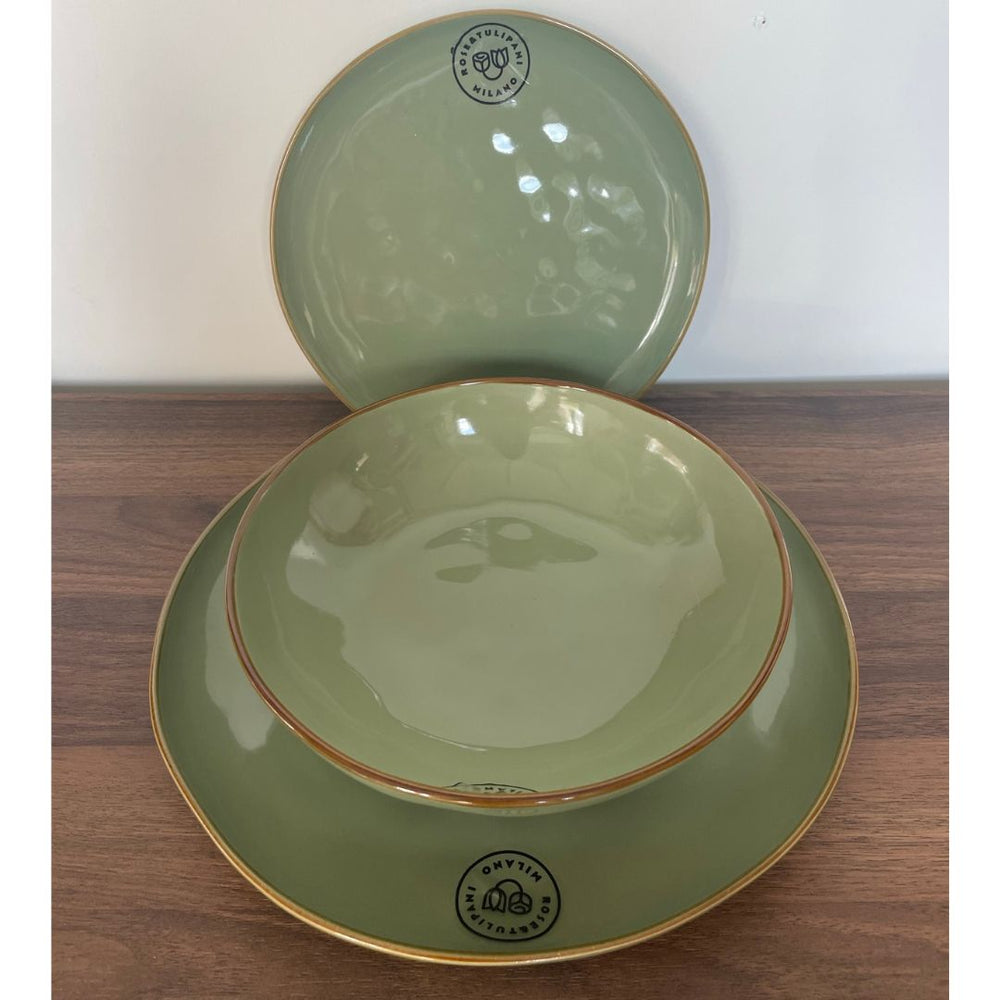 Servizio tavola Rose & Tulipani Concerto verde oliva - 12 pz