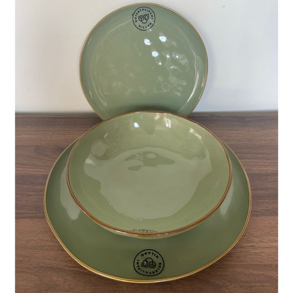 Servizio tavola Rose & Tulipani Concerto verde oliva - 12 pz