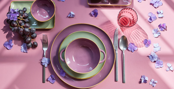 Servizio tavola Rose & Tulipani Concerto malva - 12 pz