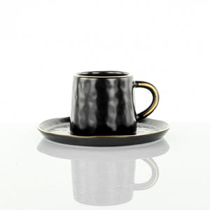 Tazza caffè Onix Black Stone gold line Weissestal - 6 pezzi