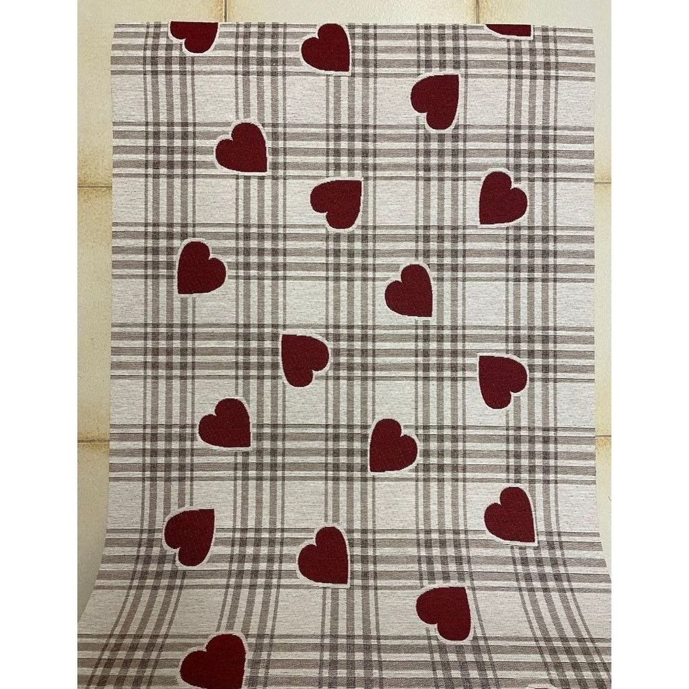 Tappeto a misura quadrettato con cuori rossi - h57 cm