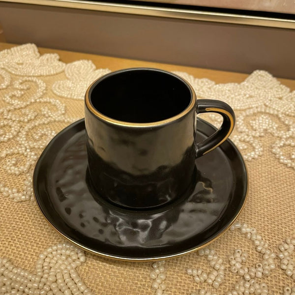 Tazza caffè Onix Black Stone gold line Weissestal - 6 pezzi