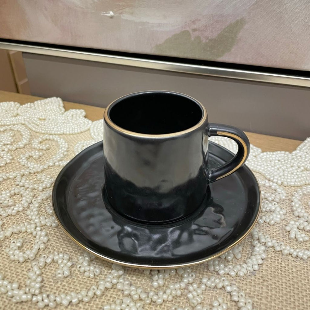 Tazza caffè Onix Black Stone gold line Weissestal - 6 pezzi