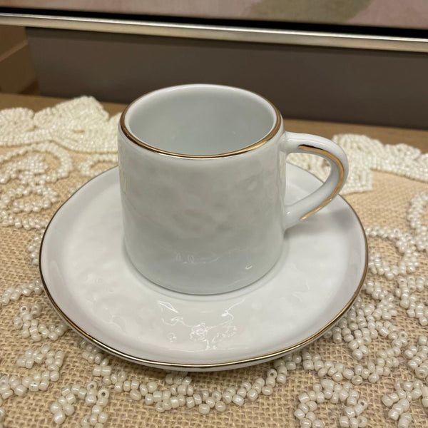 Tazza caffè Onix White Stone gold line Weissestal - 6 pz