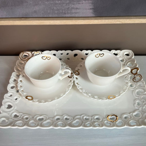 Coppia tazze caffè La Porcellana Bianca Valentino oro