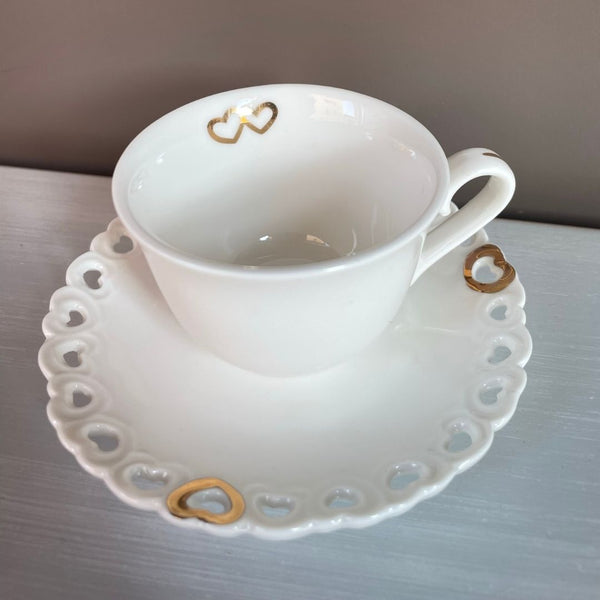Coppia tazze caffè La Porcellana Bianca Valentino oro