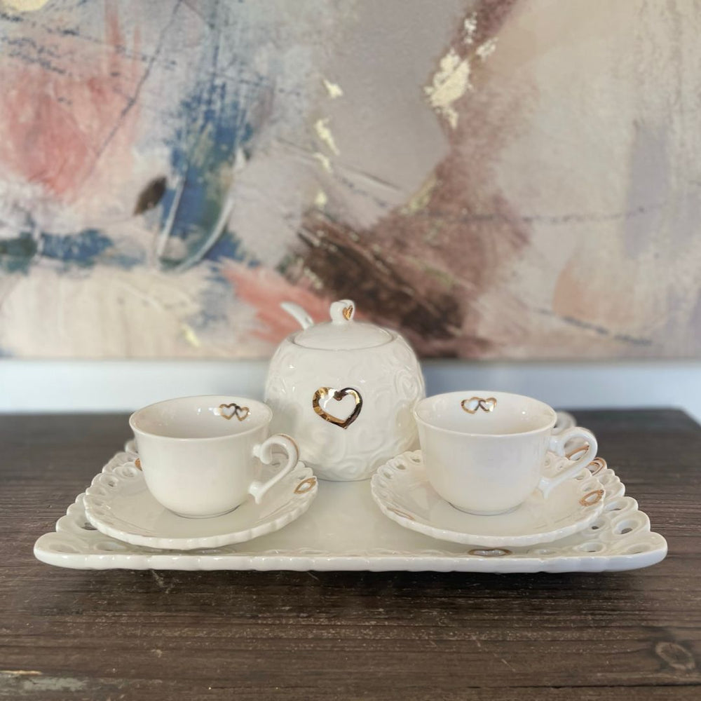 Coppia tazze caffè La Porcellana Bianca Valentino oro